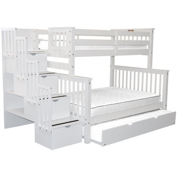 Harriet Bee Tena Twin Over Full 4 Drawer Solid Wood Standard Bunk Beds